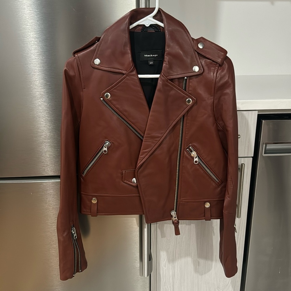 MACKAGE RUST COLOR LEATHER JACKET SIZE XS